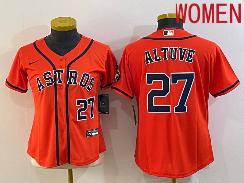 Women Houston Astros 27 Altuve Orange Game Nike 2022 MLB Jersey